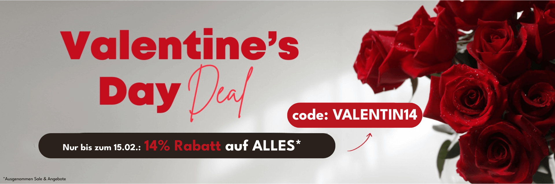 Valentinstagsangebot - 14% Rabatt mit VALENTIN14